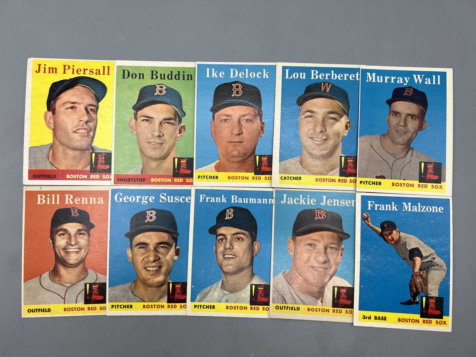 (10) 1958 Topps Boston Red Sox Baseball Cards - Varying Conditions