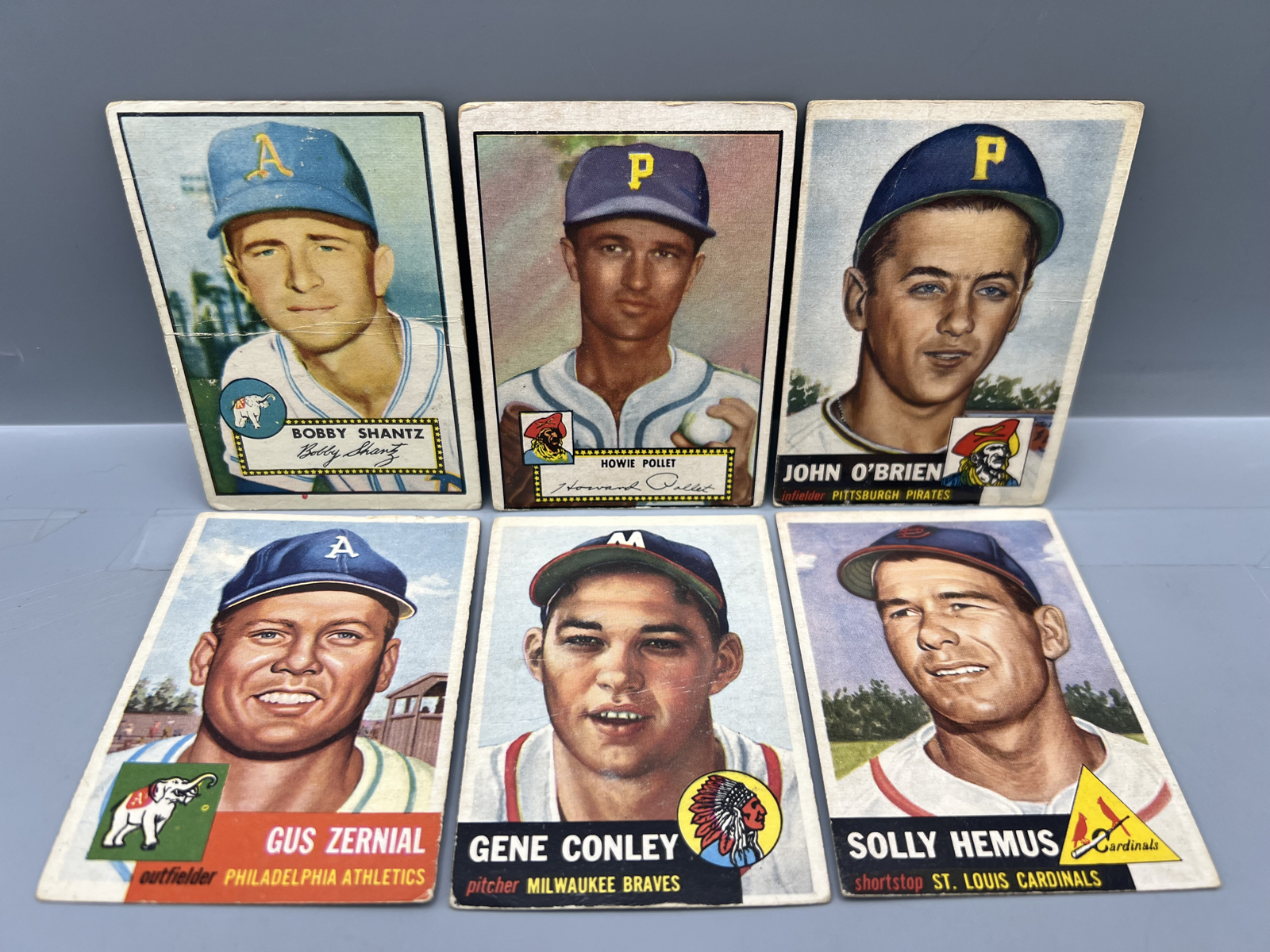 (6) 1952 & 1953 Topps Baseball Cards W/ Solly Hemus & John O'Brien High Numbers #223 & #231