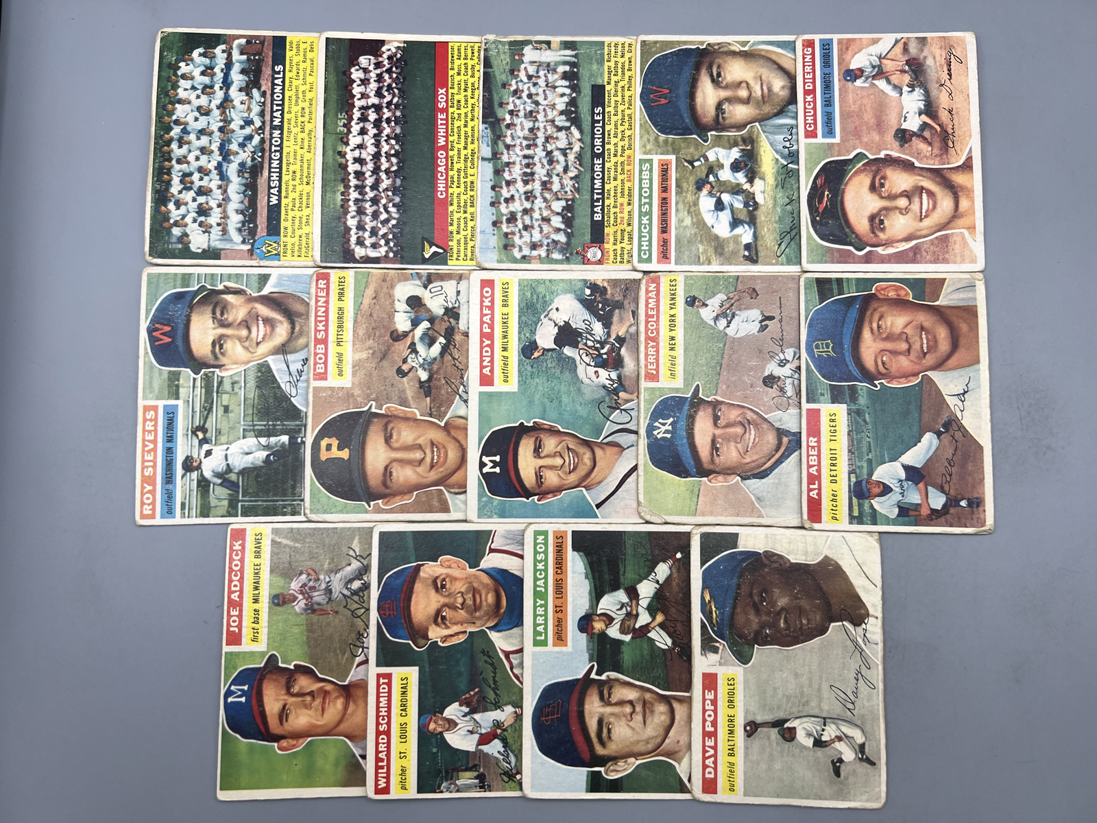 (14) 1956 Topps Baseball Cards - Varying Conditions