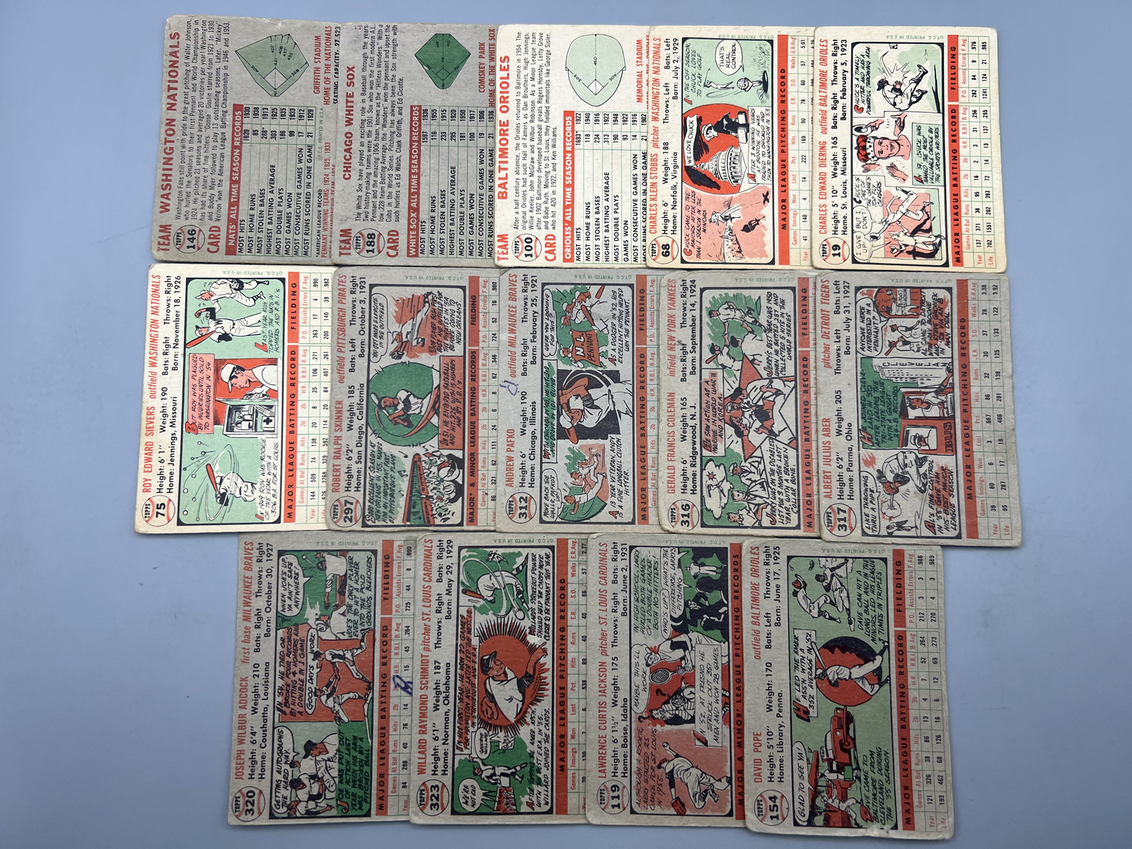 (14) 1956 Topps Baseball Cards - Varying Conditions