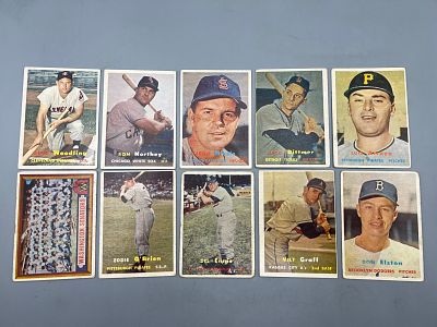 (10) 1957 Topps Baseball Cards - Varying Conditions