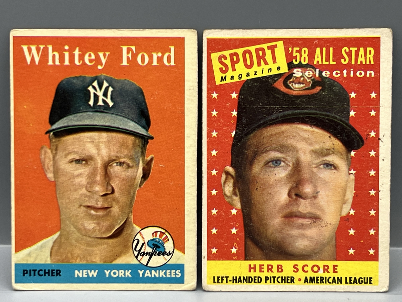 1958 Topps Whitey Ford #320 & Herb Score All Star #495