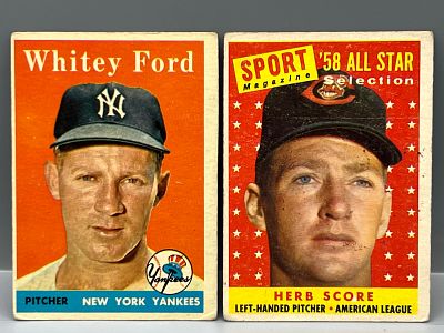 1958 Topps Whitey Ford #320 & Herb Score All Star #495