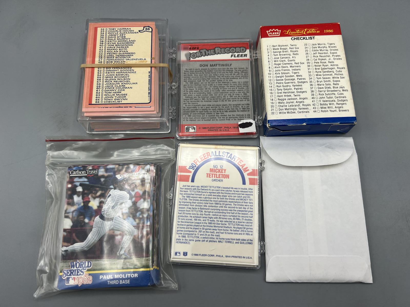 Vintage Baseball Mini Sets Lot of 6 - 1986 Topps Mini, 1982 Carlson Travel Word Series Brewers