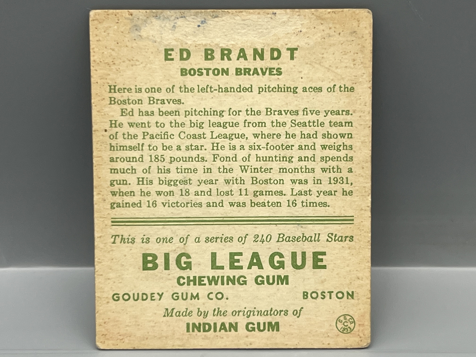 1933 Goudey Ed Brandt #50
