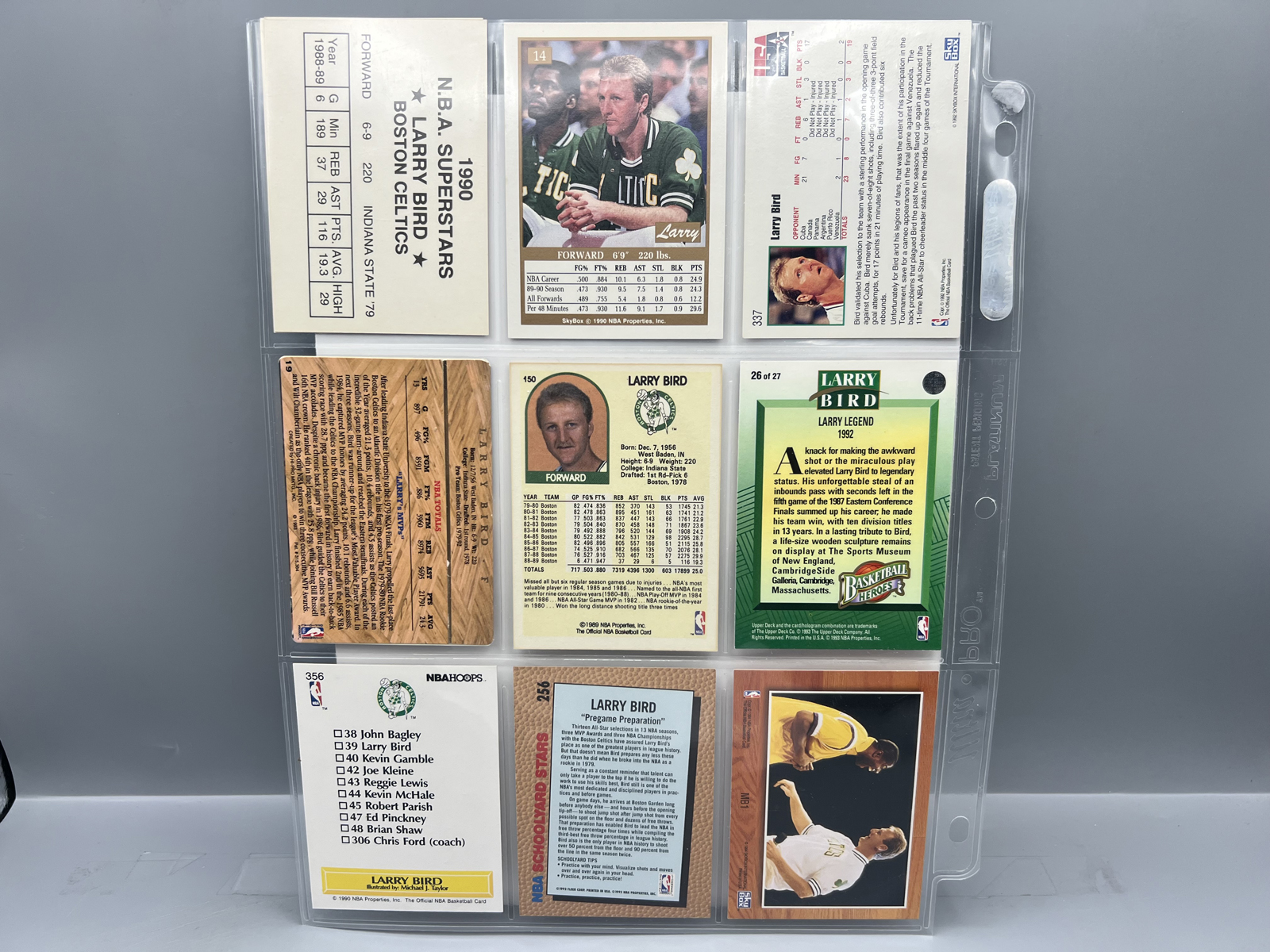 (9) Larry Bird Basketball Cards - Varying Conditions