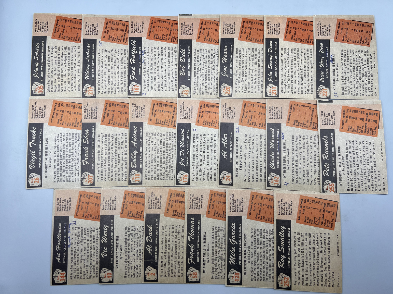 (20) 1955 Bowman Baseball Cards - Varying Conditions