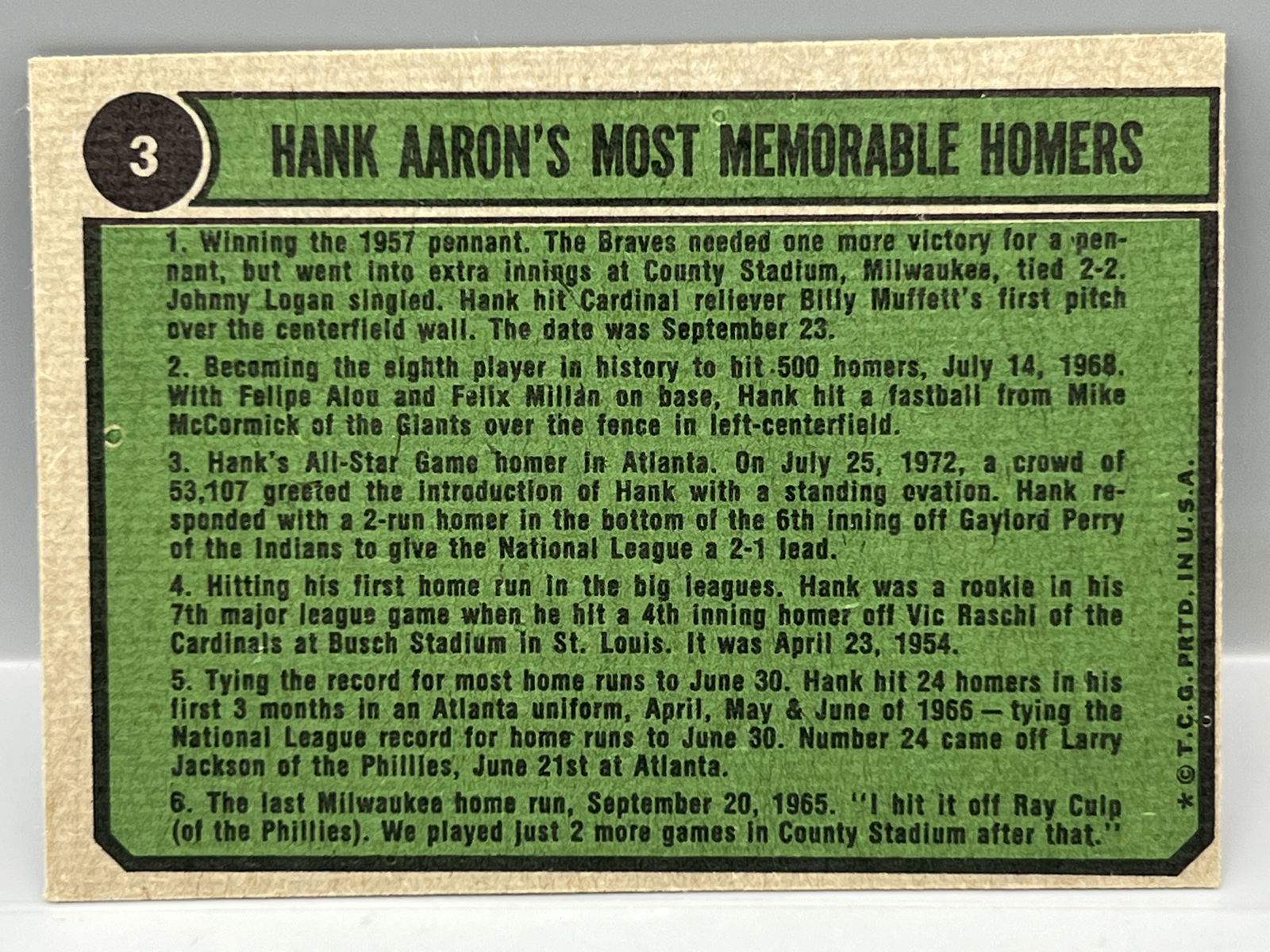 1974 Topps Hank Aaron Special #3