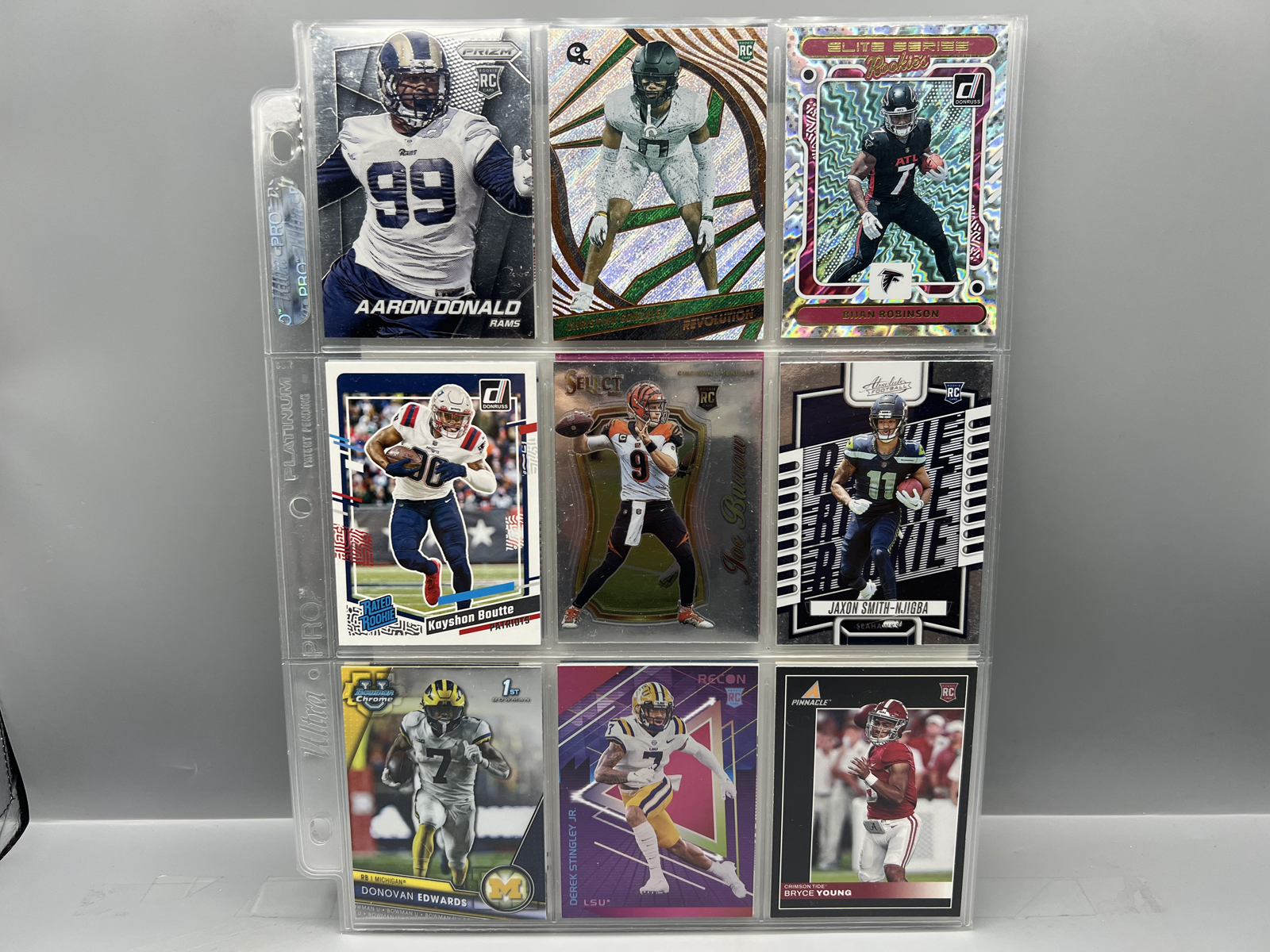(27) Modern Football Star Player Rookie Cards - Aaron Donald, Joe Burrow, Jaxon Smith-Njigba