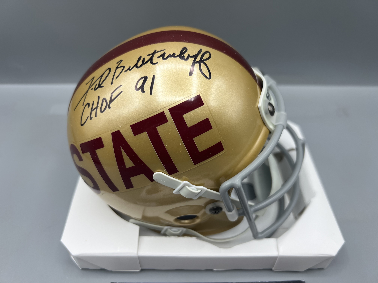 Fred Biletnikoff Florida State Seminoles Autographed Mini Helmet W/ "CHOF 91" Inscription - Includes a COA from a company unfamiliar to the 