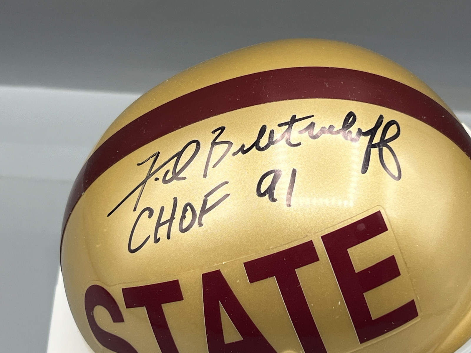 Fred Biletnikoff Florida State Seminoles Autographed Mini Helmet W/ "CHOF 91" Inscription - Includes a COA from a company unfamiliar to the 