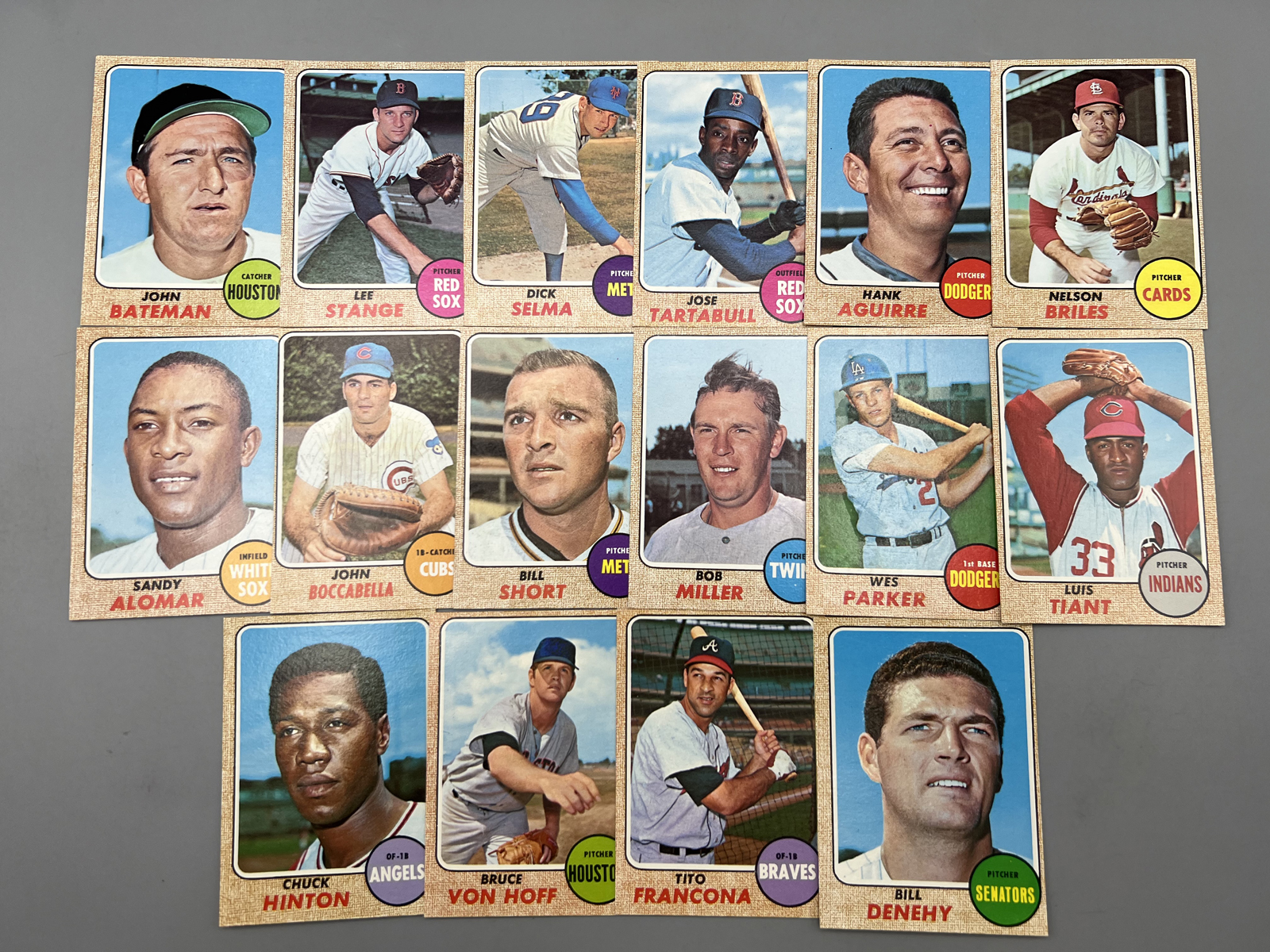 (16) 1968 Topps Baseball High Number Cards - Varying Conditions