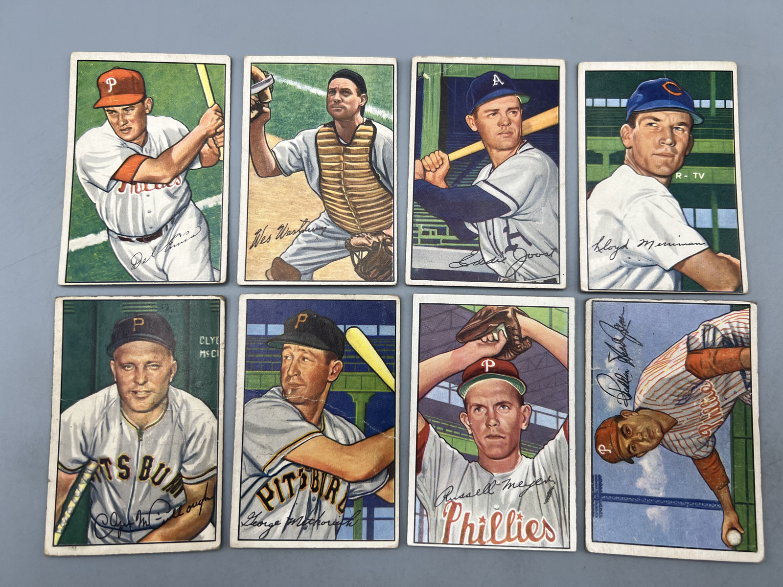 (8) 1952 Bowman Baseball Cards - Varying Conditions