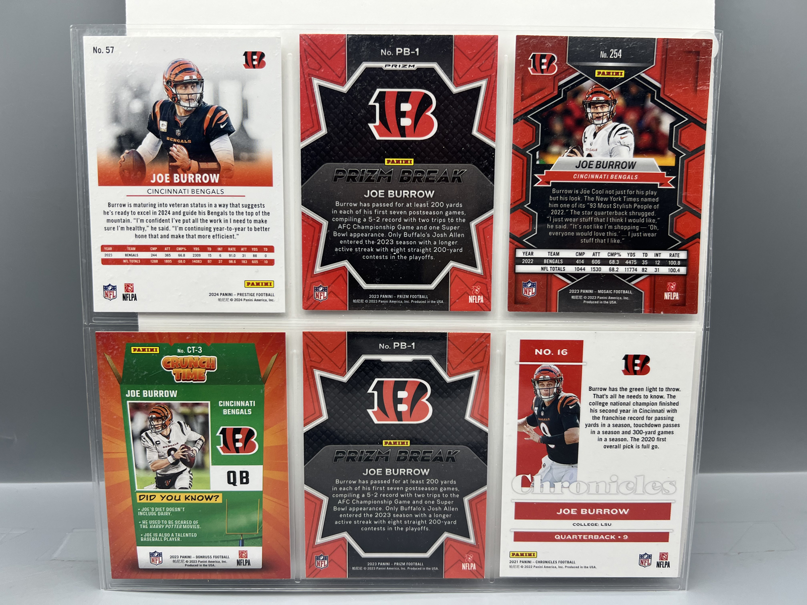 (6) Joe Burrow Football Cards