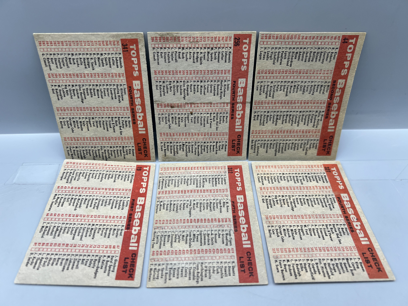 (6) 1958 Topps Baseball Team Cards - Varying Conditions