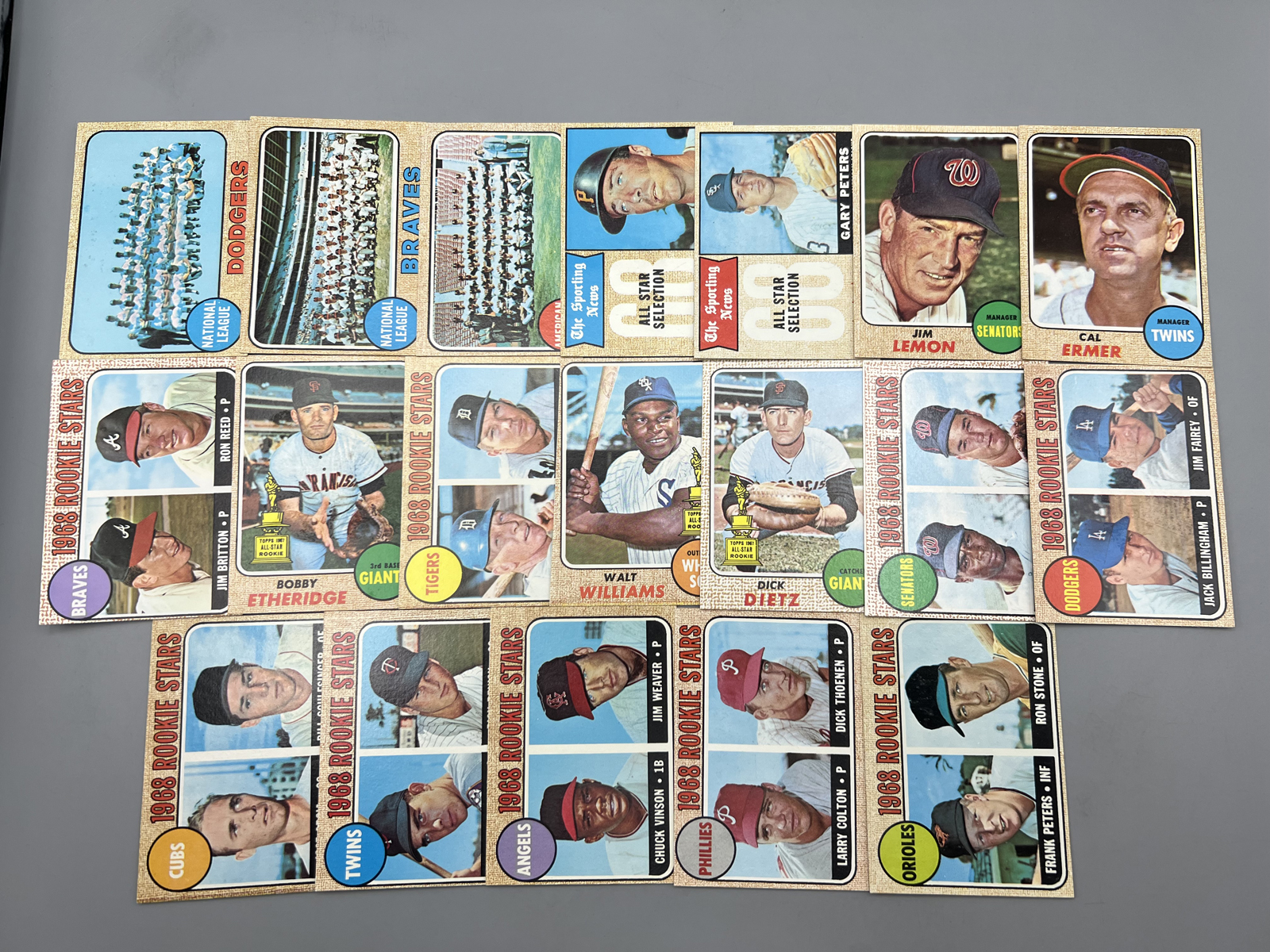 (19) 1968 Topps Baseball RCs, Manager, Team, & All Star Cards - Varying Conditions