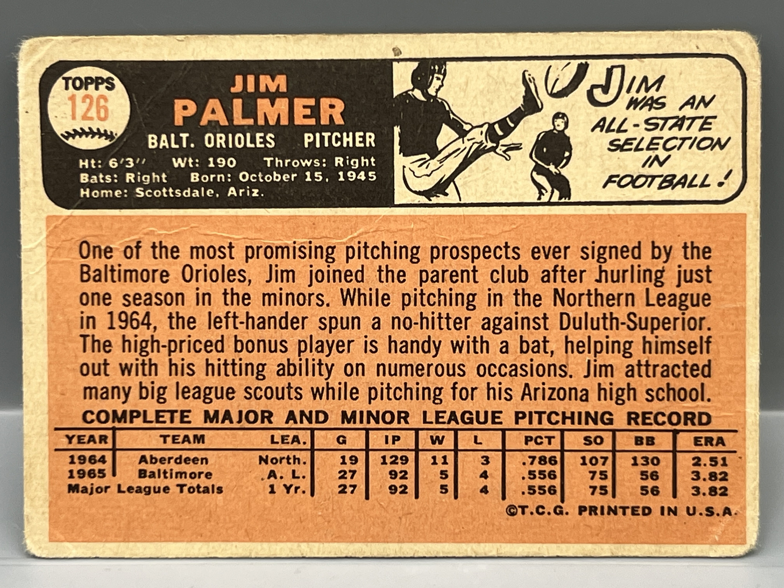 1966 Topps Jim Palmer RC #126