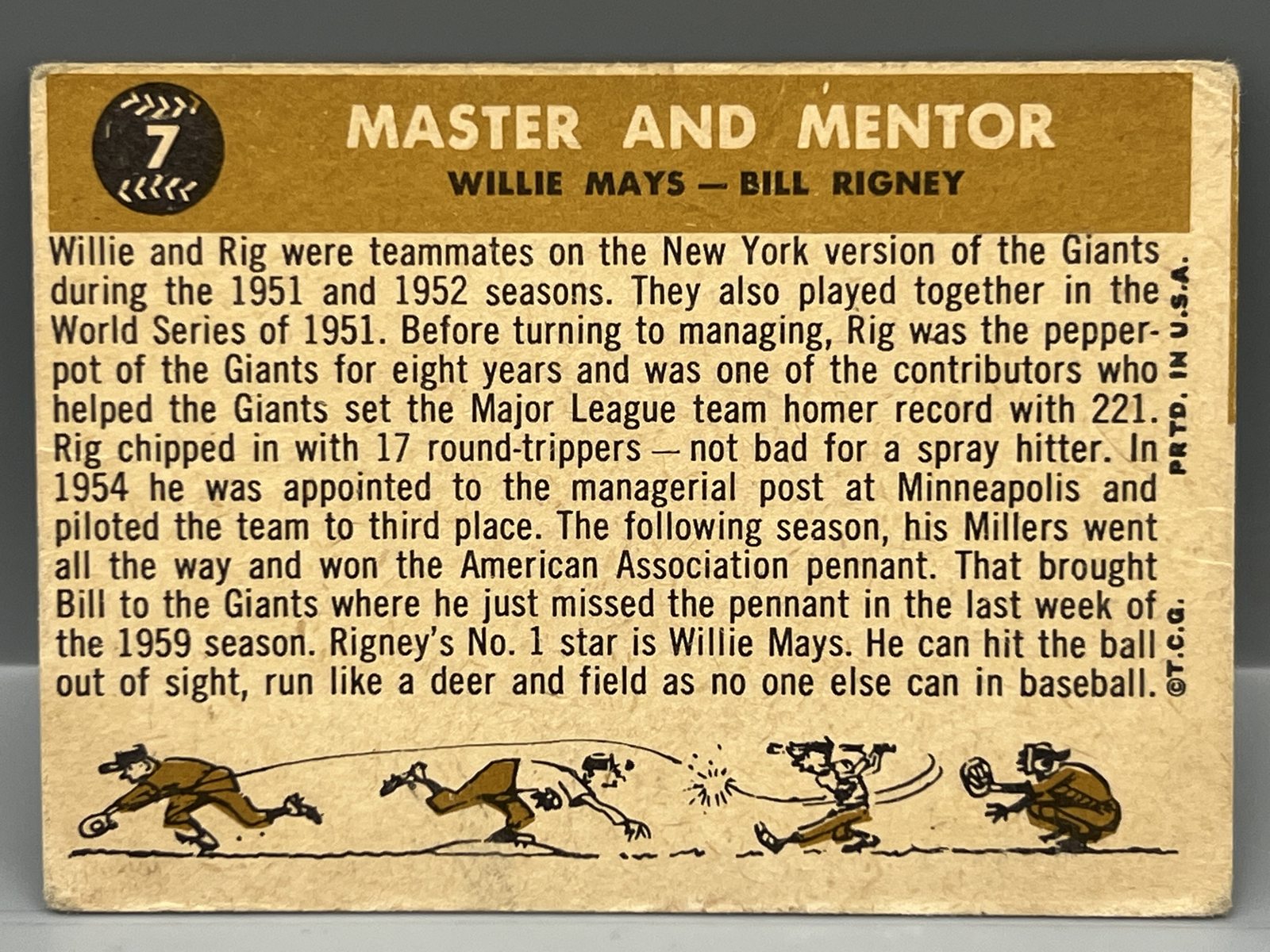 1960 Topps Master And Mentor Mays/Rigney #7