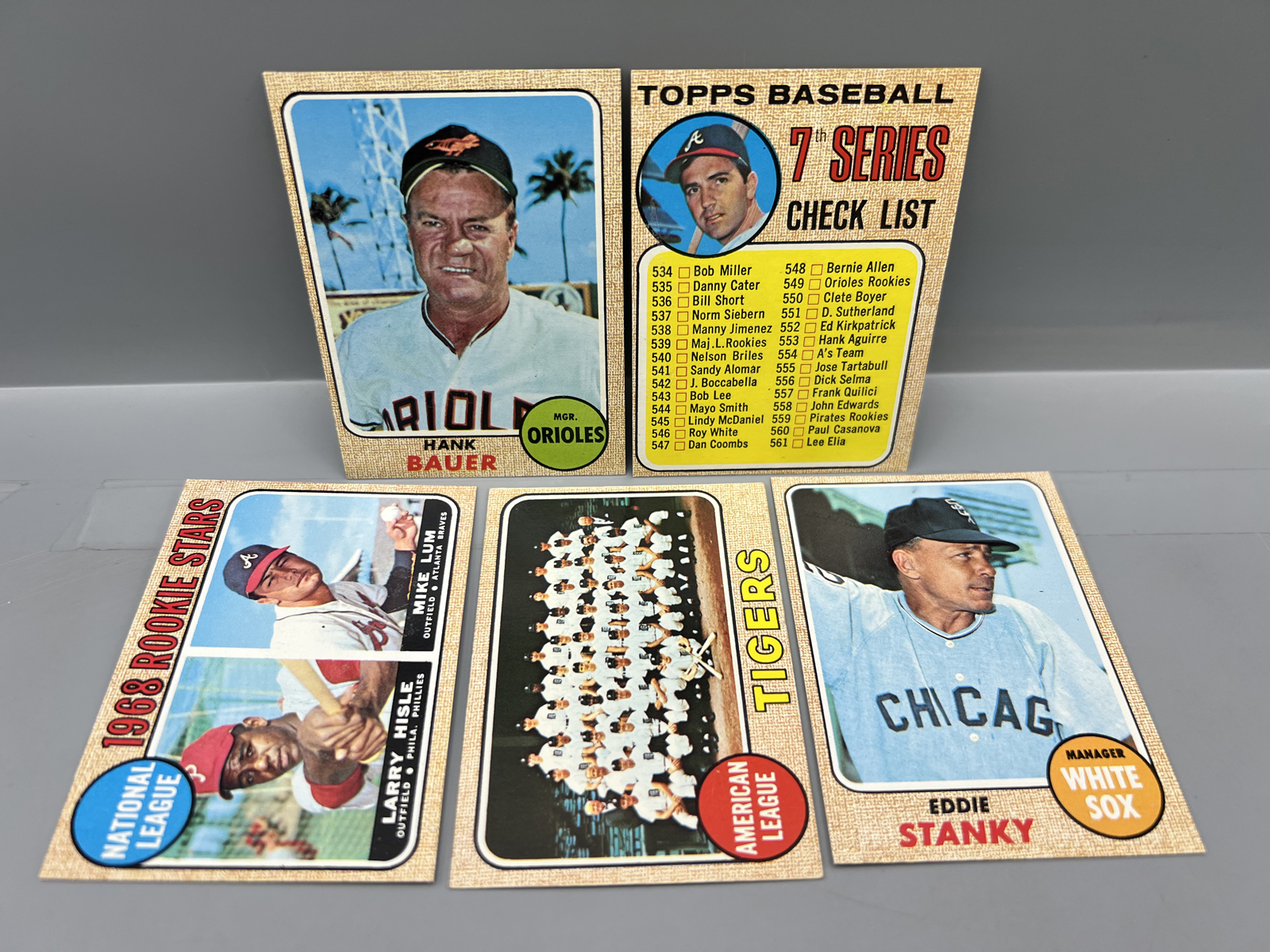 (5) 1968 Topps Baseball High Number Cards - Varying Conditions