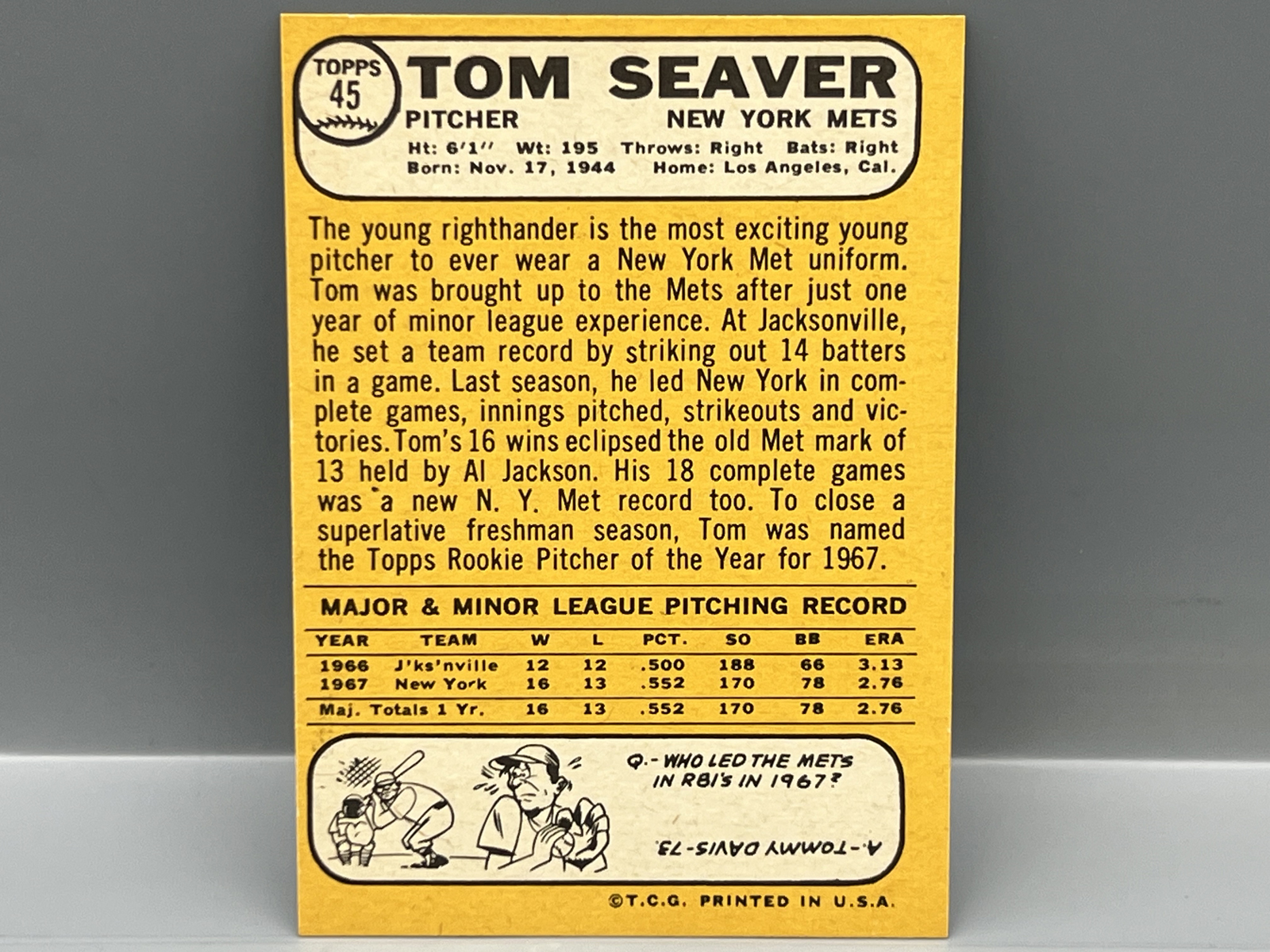 1968 Topps Tom Seaver 2nd Year #45
