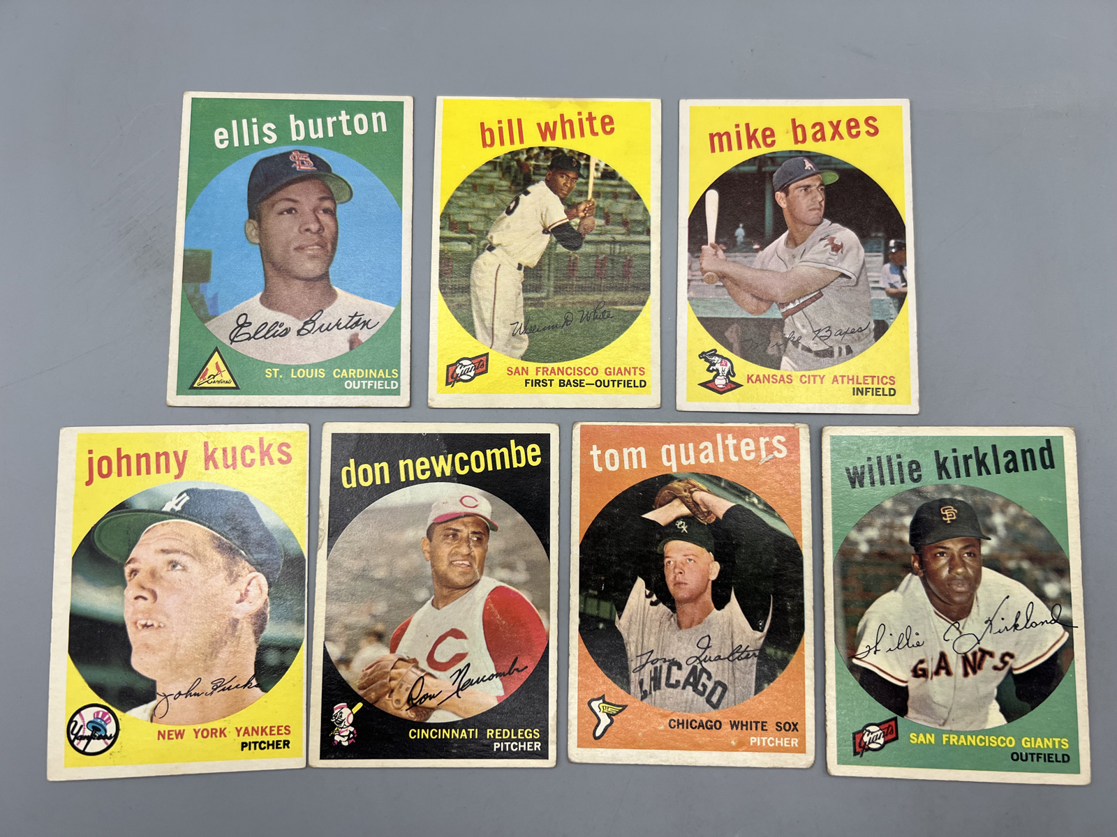 (7) 1959 Topps Baseball Cards - Varying Conditions