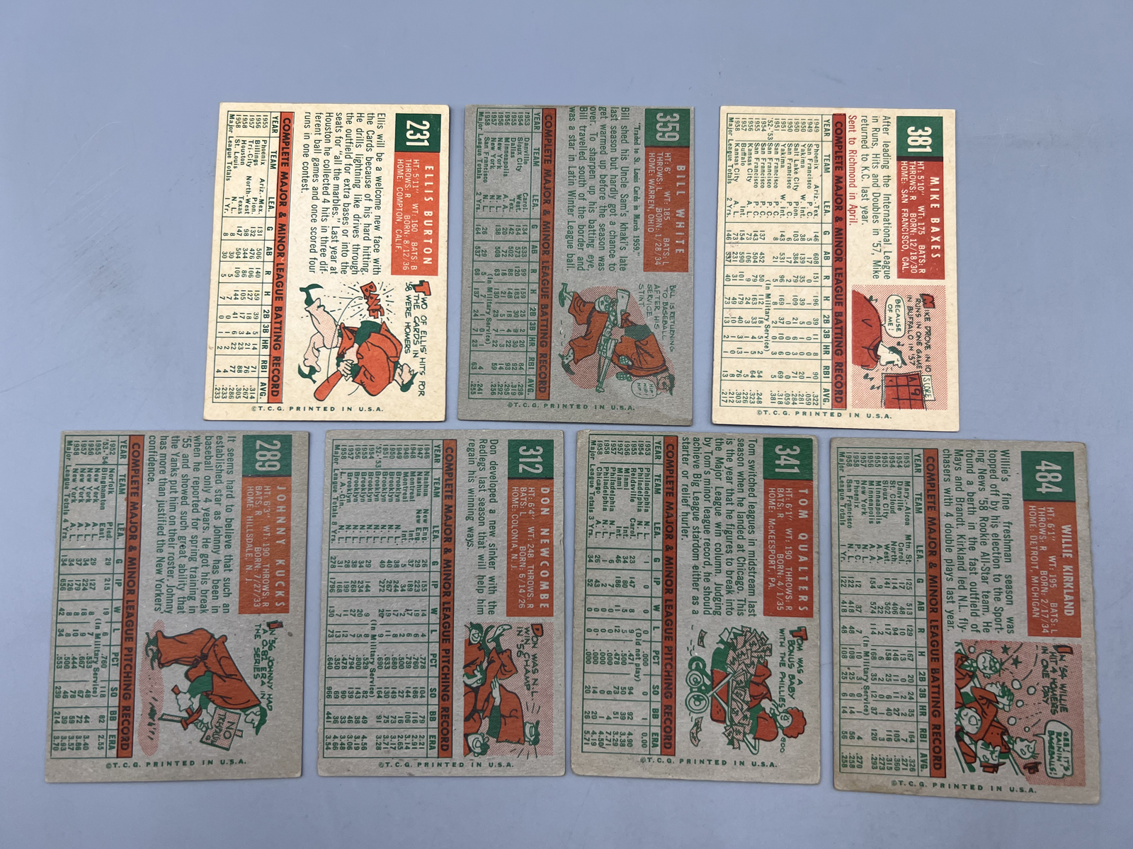 (7) 1959 Topps Baseball Cards - Varying Conditions