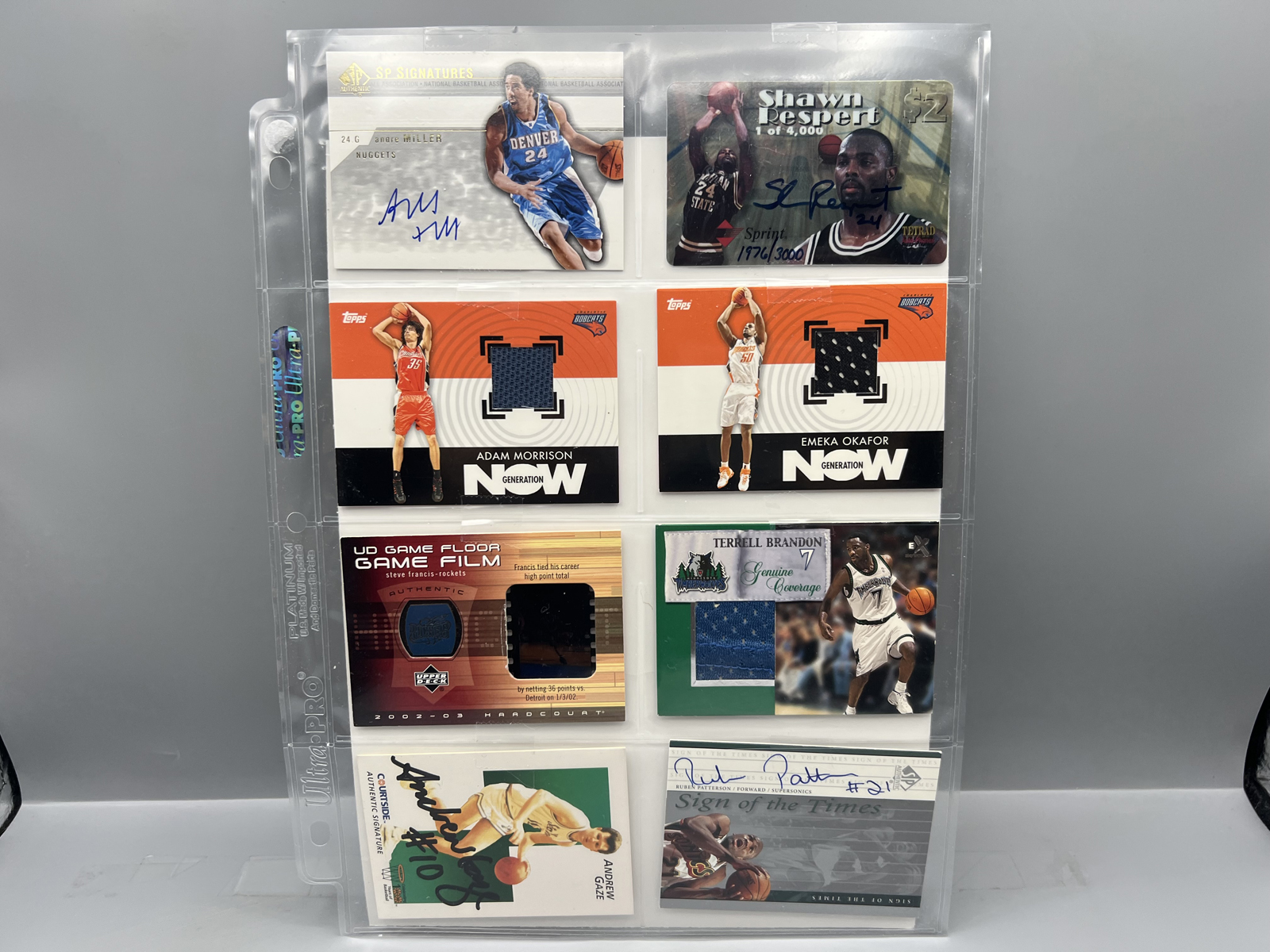 (8) Assorted Basketball Auto & Jersey Relic Cards W/ Andre Miller