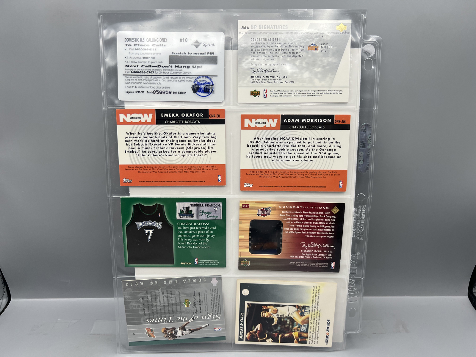 (8) Assorted Basketball Auto & Jersey Relic Cards W/ Andre Miller