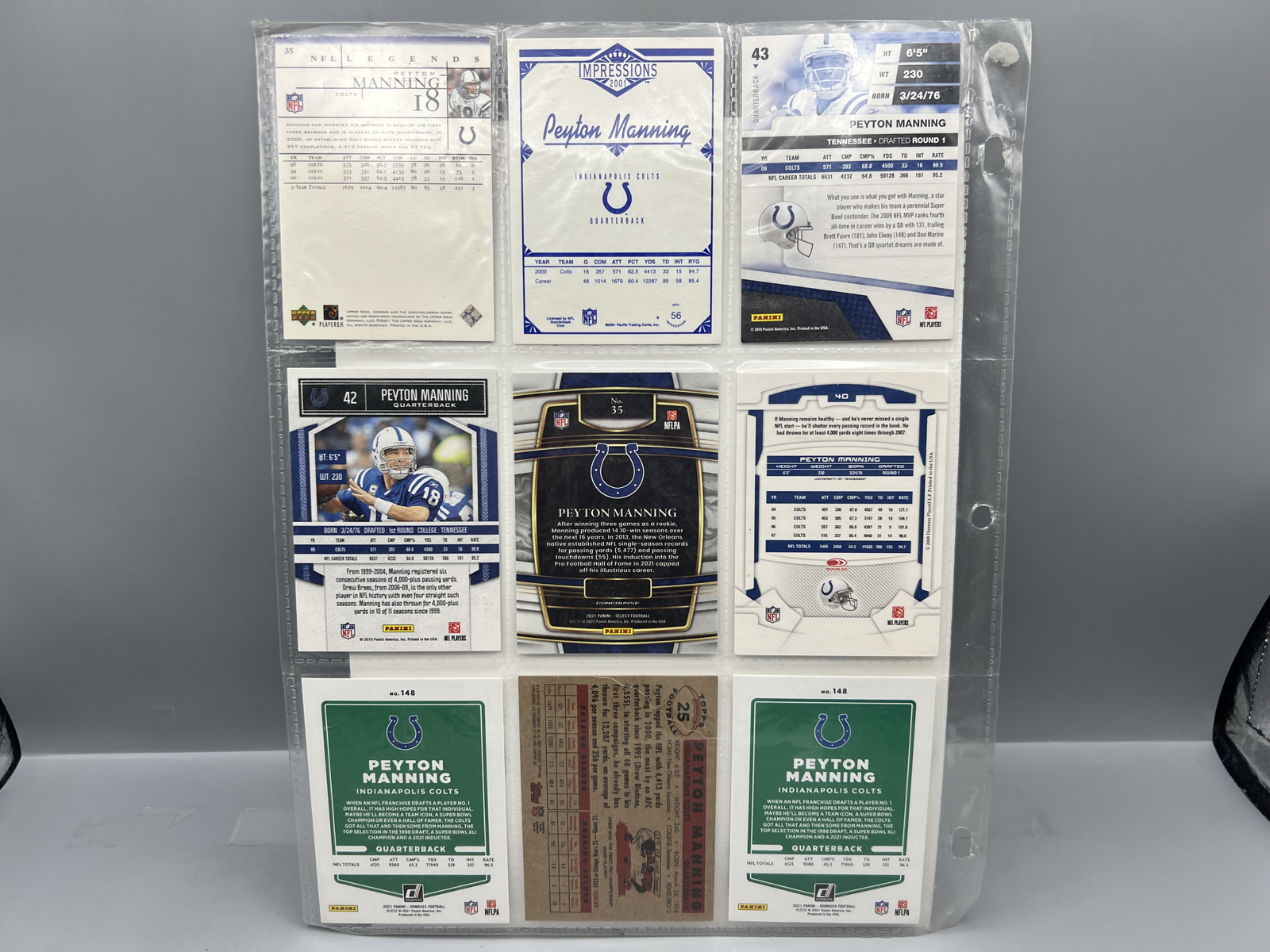 (9) Peyton Manning Football Cards