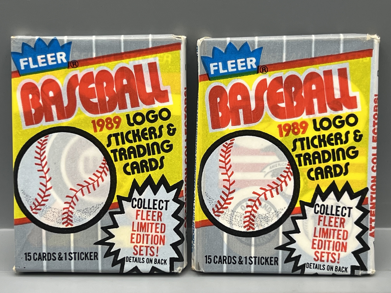 (2) 1989 Fleer Baseball Unsealed Wax Packs - Packs Are Not Sealed