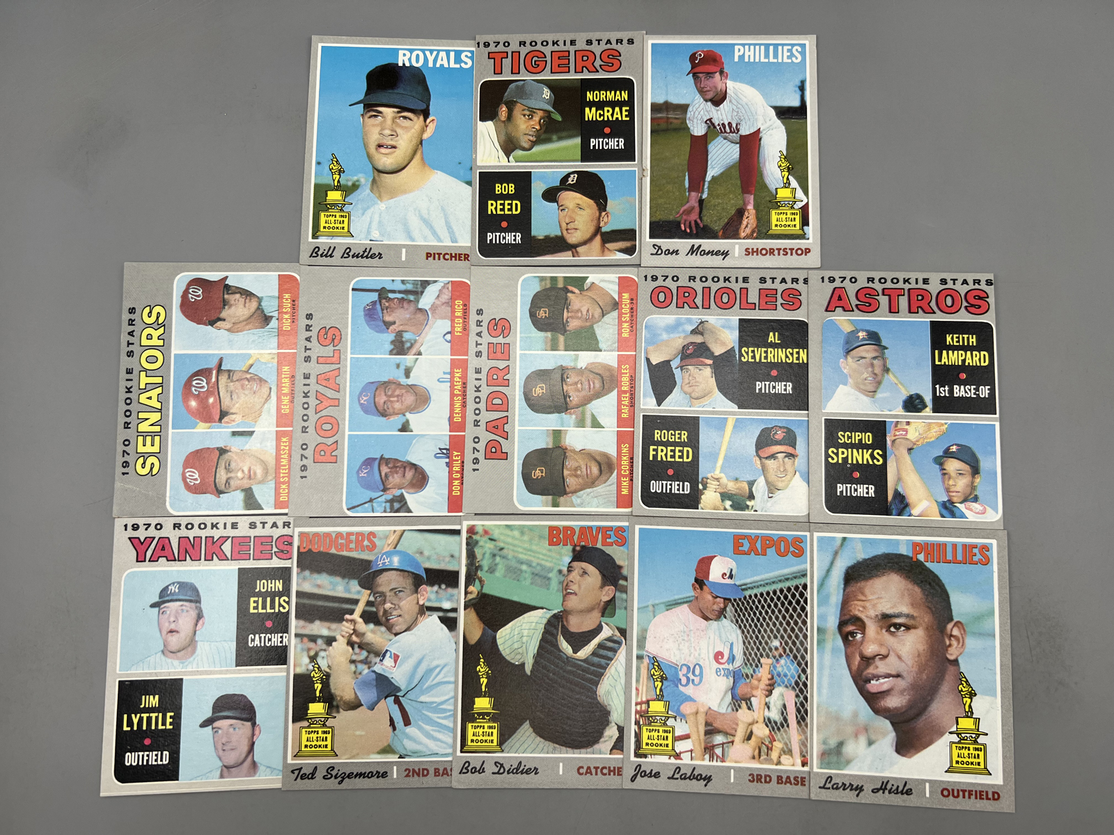 (13) 1970 Topps Baseball Rookie & 2nd Year RC Cup Cards - Varying Conditions