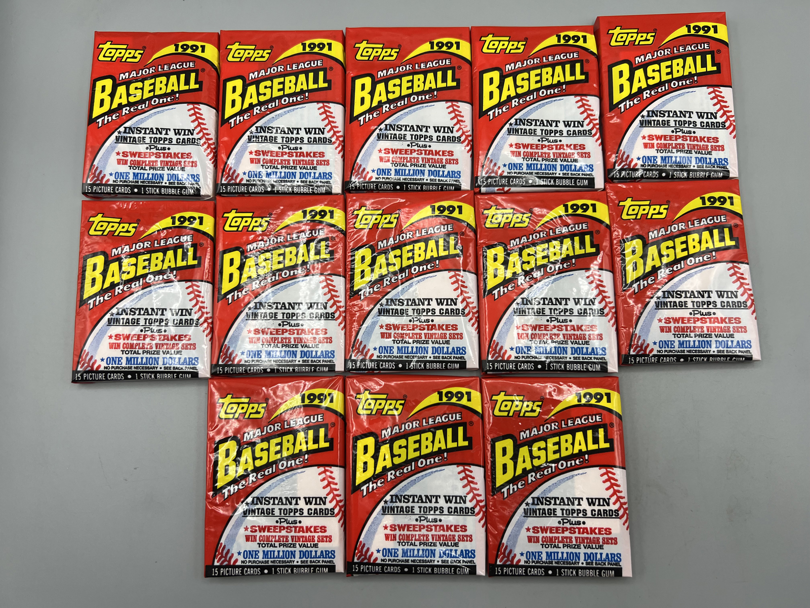(13) 1991 Topps Baseball Unopened Wax Packs