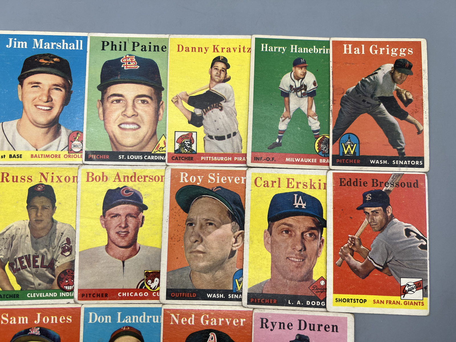 (16) 1958 Topps Baseball Cards - Varying Conditions
