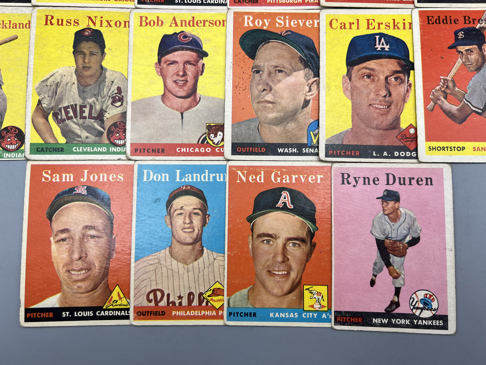 (16) 1958 Topps Baseball Cards - Varying Conditions