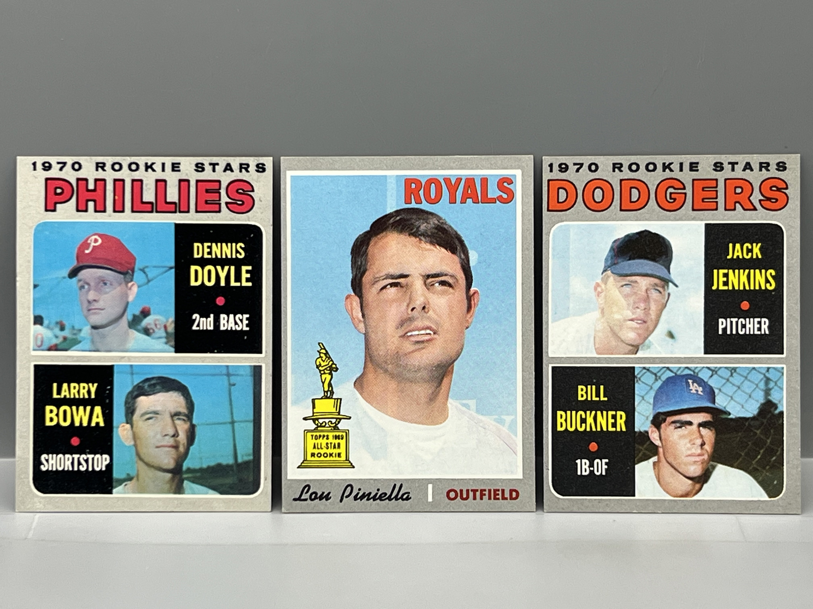 1970 Topps Larry Bowa RC #539, Lou Piniella Rookie Cup #321, & Bill Buckner RC #286
