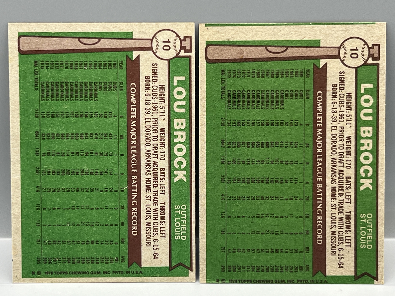 (2) 1976 Topps Lou Brock #10