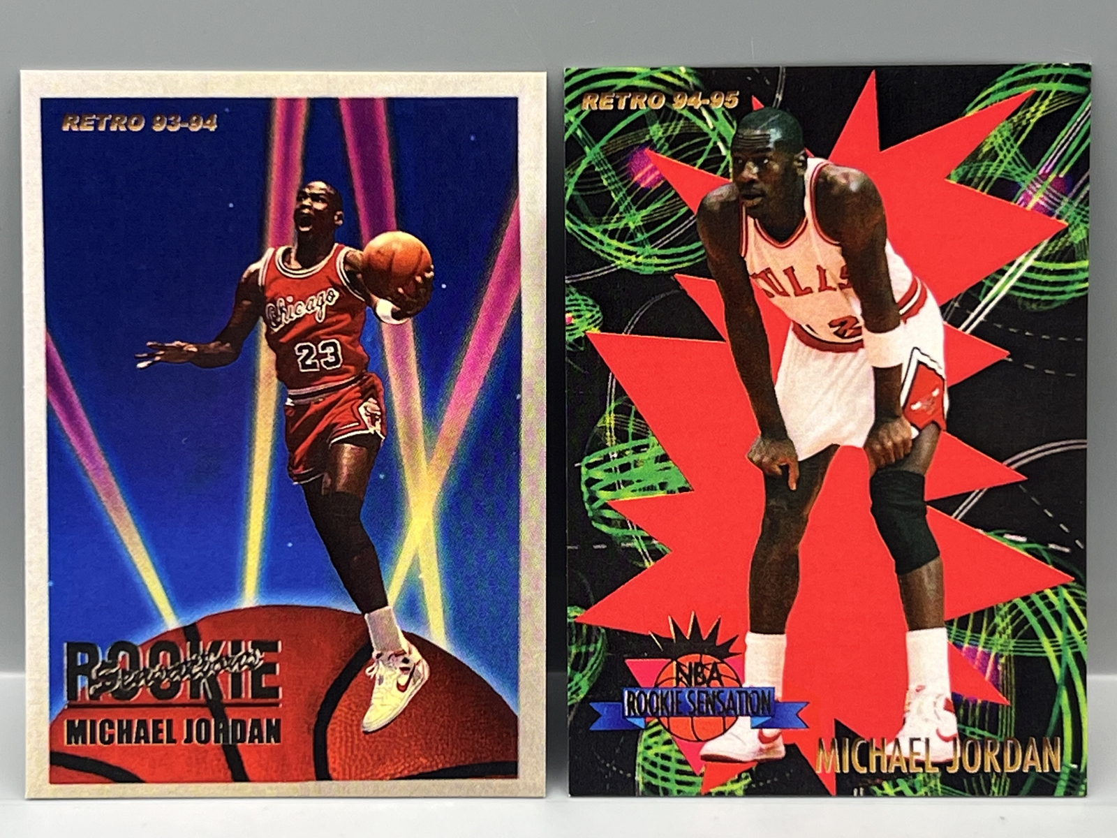 (2) Retro Productions Custom Michael Jordan Basketball Cards - Unlicensed