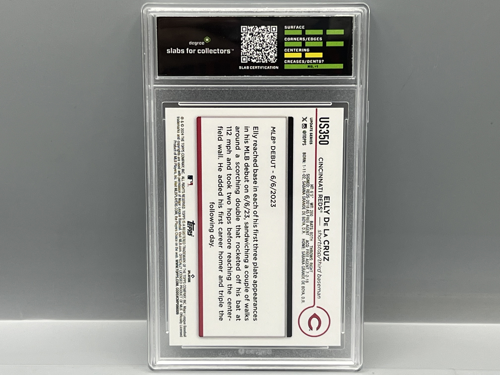 2024 Topps Elly De La Cruz RC #US350 - Slabbed By Degree Grading