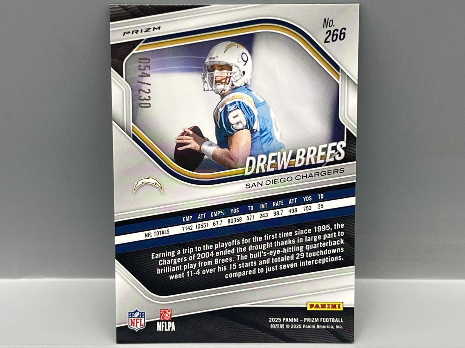 2025 Panini Prizm Drew Brees Blue Wave #/230