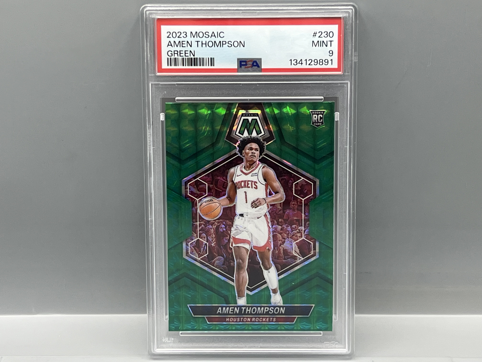 2023 Panini Mosaic Amen Thompson Green RC #230 PSA Mint 9