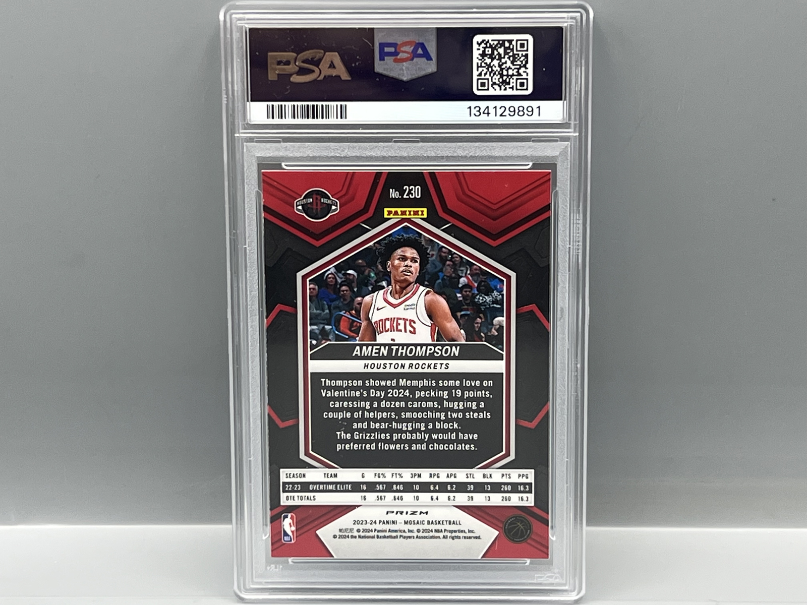 2023 Panini Mosaic Amen Thompson Green RC #230 PSA Mint 9
