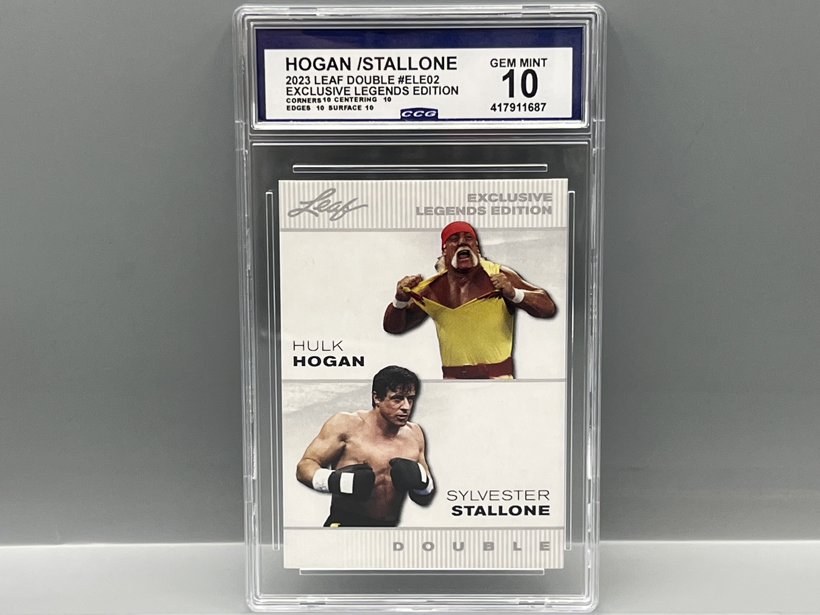 2023 Leaf Double Exclusive Legends Edition Hulk Hogan/Sylvestor Stallone #ELE02 - Slabbed By CCG Grading