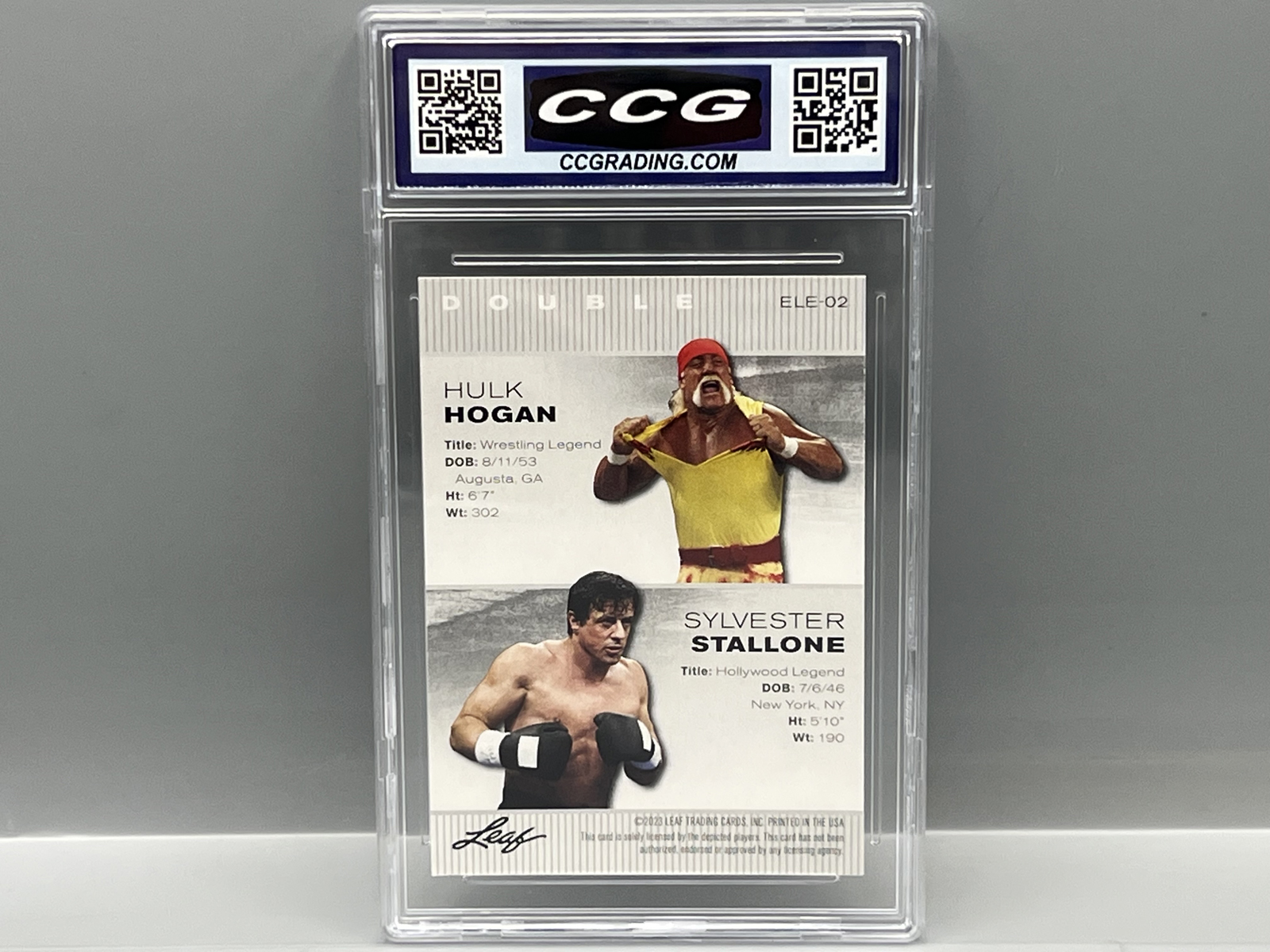 2023 Leaf Double Exclusive Legends Edition Hulk Hogan/Sylvestor Stallone #ELE02 - Slabbed By CCG Grading