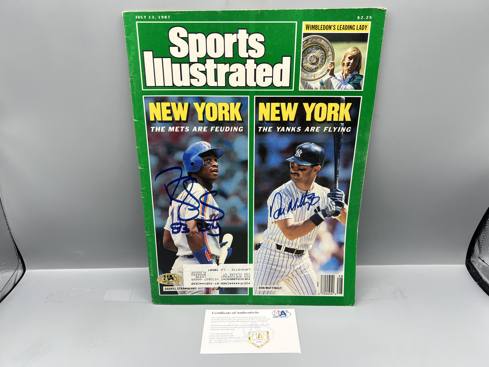 1987 Sports Illustrated Don Mattingly & Darryl Strawberry Autographed Magazine - Includes a COA from a company unfamiliar to the auction hou
