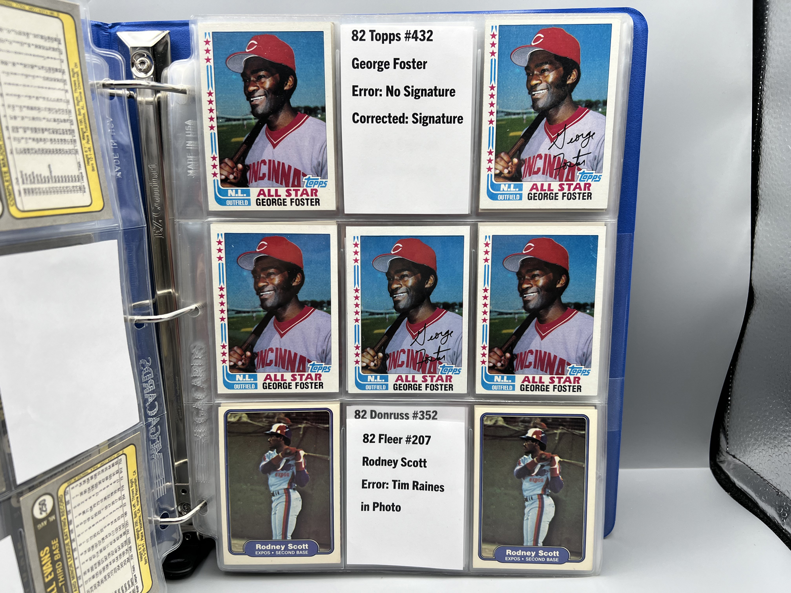 Binder of Assorted Multi-Sport Error/Variation Cards W/ 1989 Fleer Bill Ripken FF Black Box & Treadway Target Error