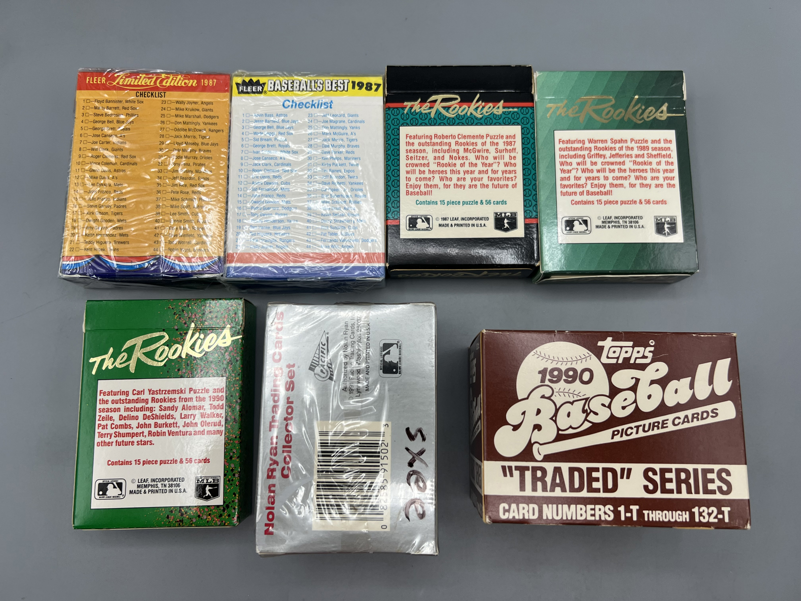 (7) Assorted Vintage Baseball Mini Sets - 1989 Donruss Rookies w/Ken Griffey Jr RC