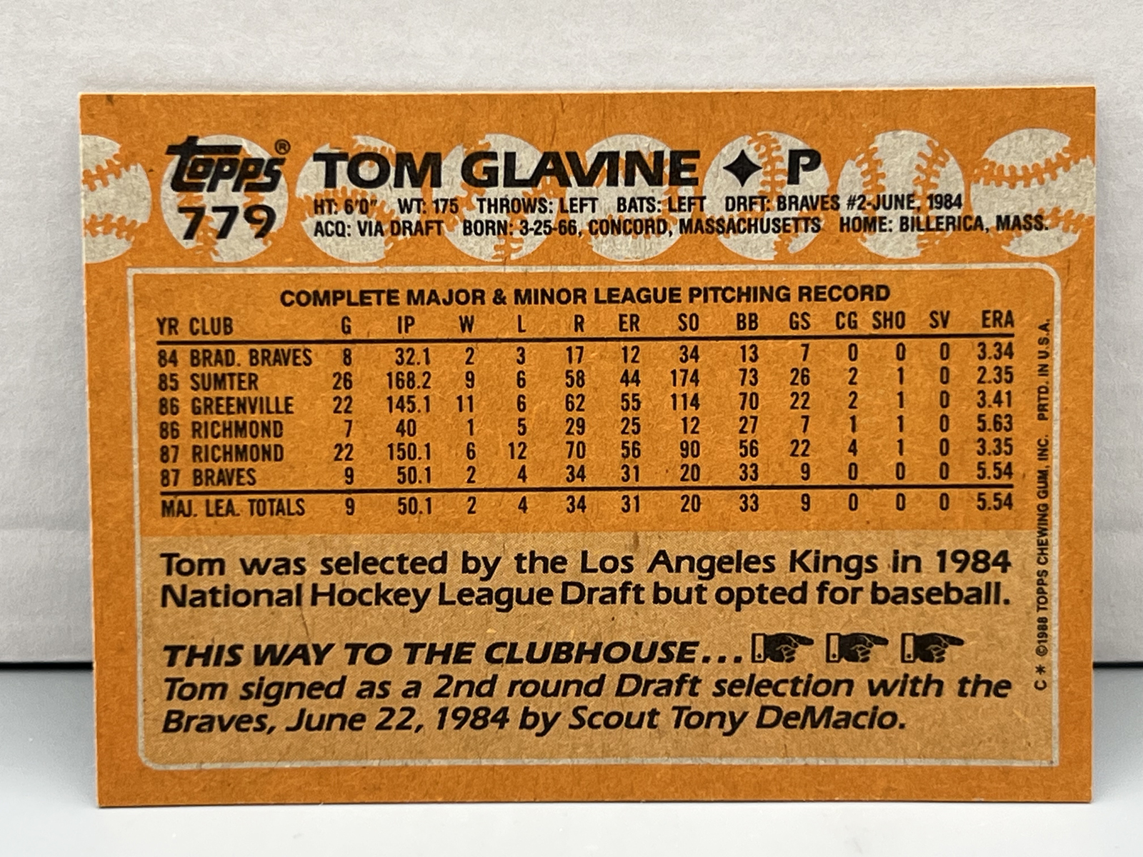 1988 Topps Baseball Complete Set W/ Tom Glavine RC