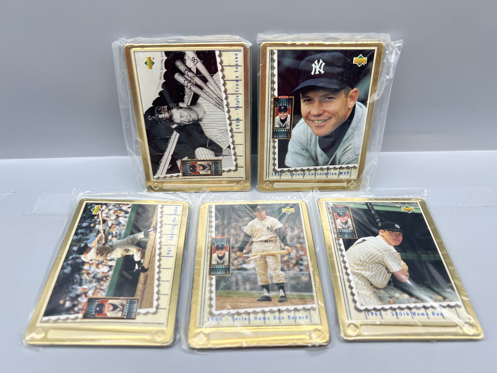 1995 Upper Deck Metallic Impressions Mickey Mantle Complete Tin Set