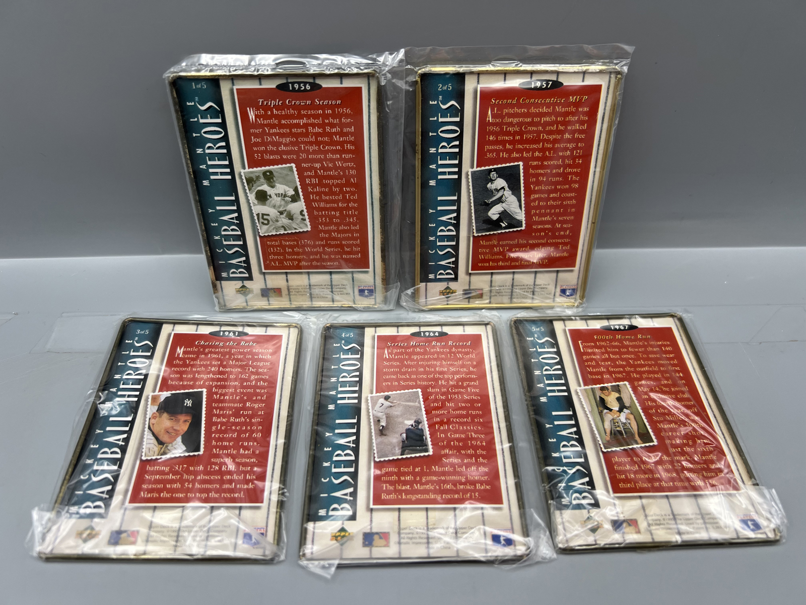 1995 Upper Deck Metallic Impressions Mickey Mantle Complete Tin Set
