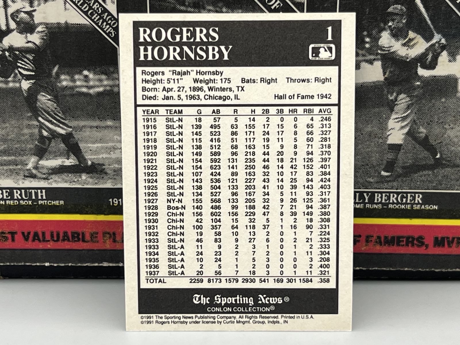 1991 The Sporting News Conlon Collection Baseball Complete Set